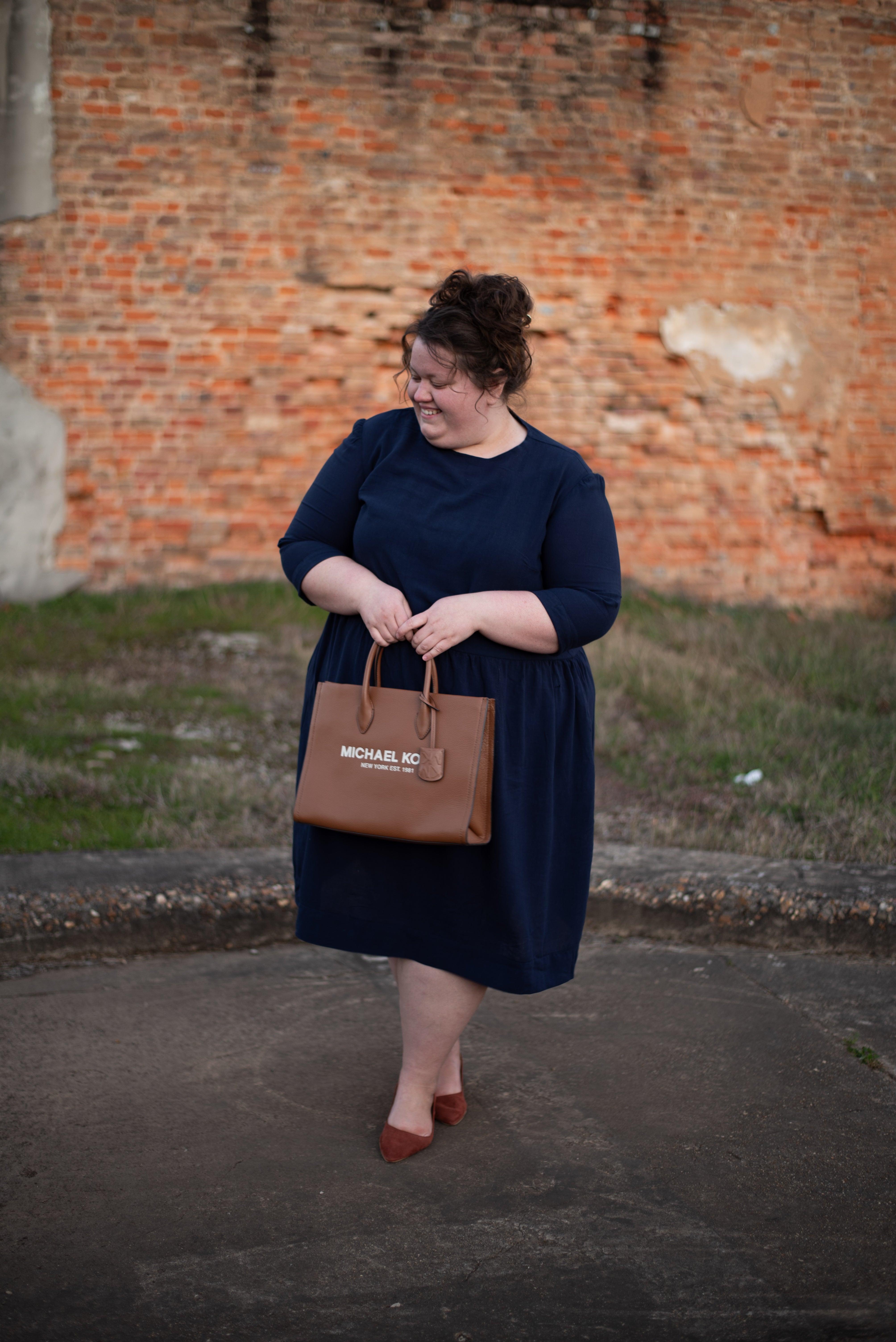 Gathered Dress with Slight Hi-Lo Hem and Pockets