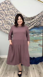 Load image into Gallery viewer, Gathered Dress with Slight Hi-Lo Hem and Pockets
