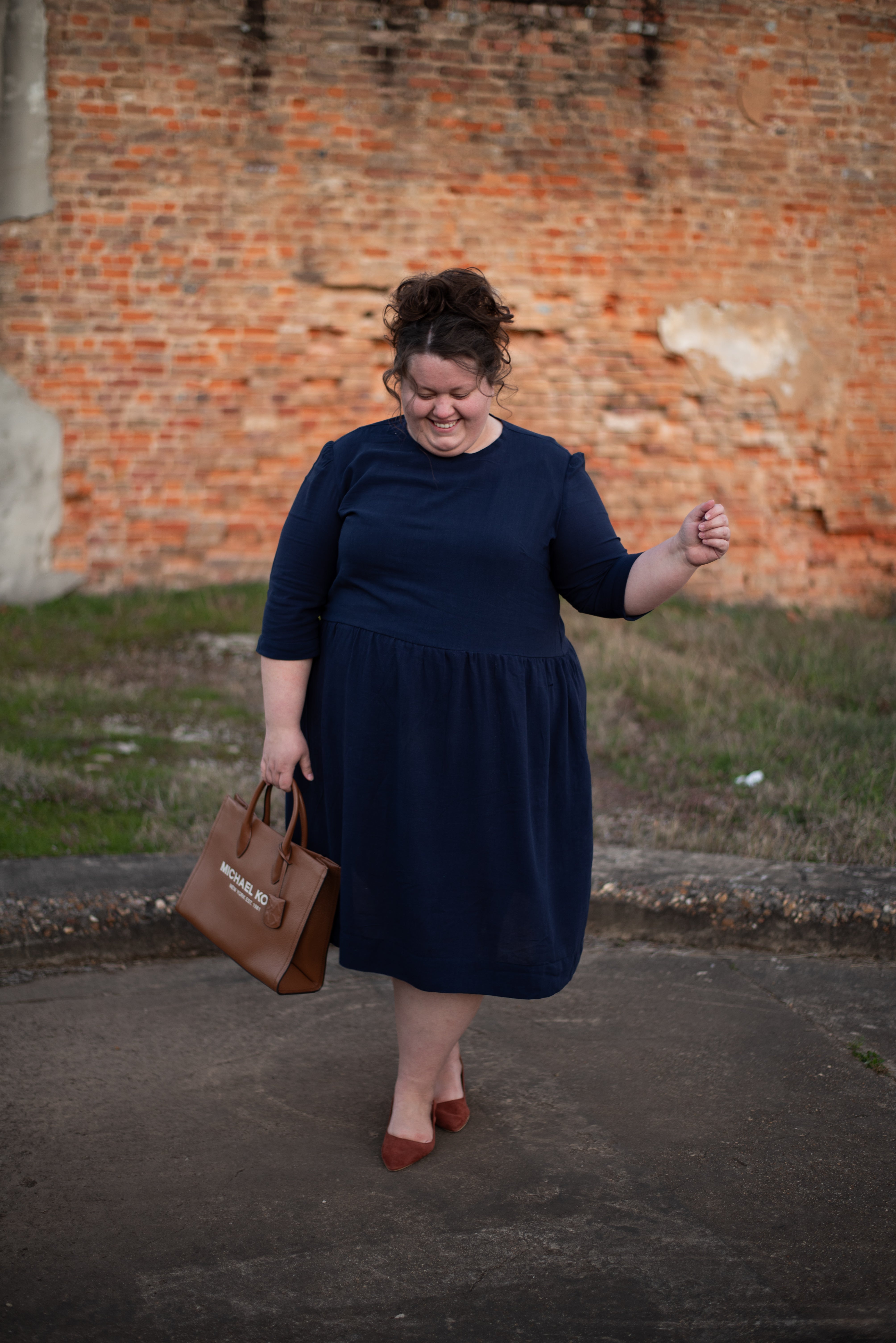 Gathered Dress with Slight Hi-Lo Hem and Pockets