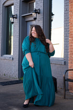 Load image into Gallery viewer, Maxi Dress with Drawstring Waist and Ruffled Hem
