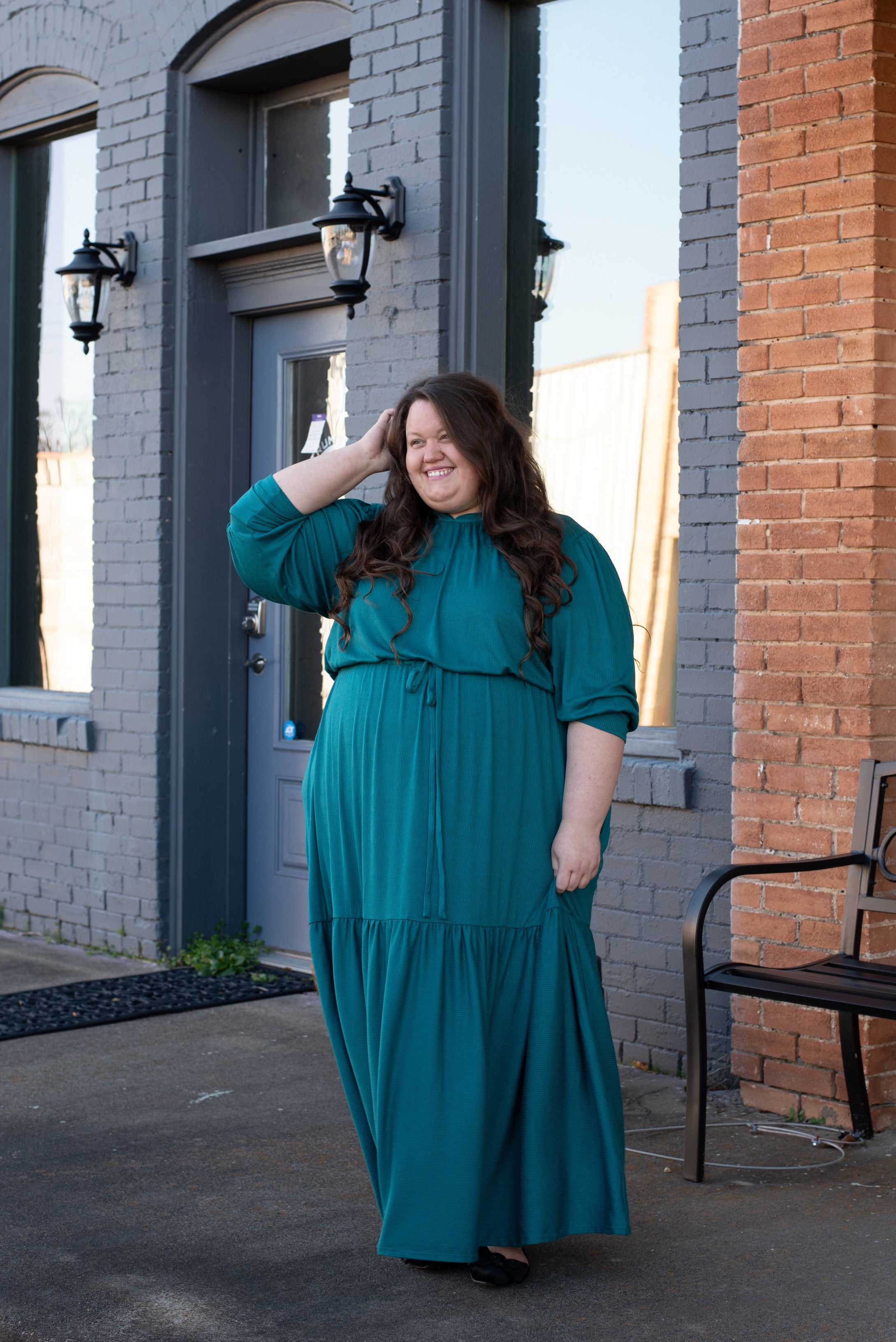 Maxi Dress with Drawstring Waist and Ruffled Hem