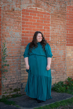 Load image into Gallery viewer, Maxi Dress with Drawstring Waist and Ruffled Hem
