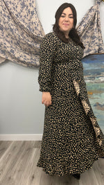 Load image into Gallery viewer, Button Front Dress with Cascading Ruffle Skirt and Blousy Sleeves
