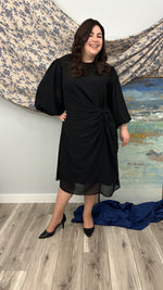 Load image into Gallery viewer, Sideswept Chiffon Dress with Blouson Sleeves
