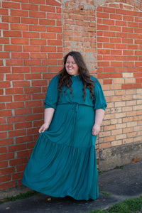 Maxi Dress with Drawstring Waist and Ruffled Hem