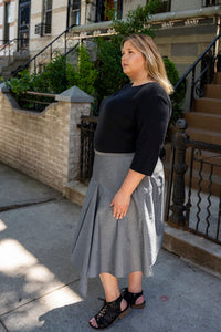 Asymmetrical Paneled Drape Skirt