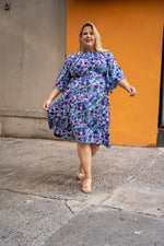 Load image into Gallery viewer, Soft Flared Dress with Gathered Neckline and Voluminous Sleeves
