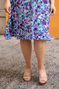 Soft Flared Dress with Gathered Neckline and Voluminous Sleeves