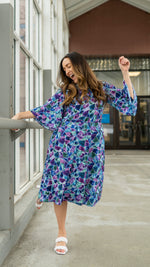 Load image into Gallery viewer, Soft Flared Dress with Gathered Neckline and Voluminous Sleeves
