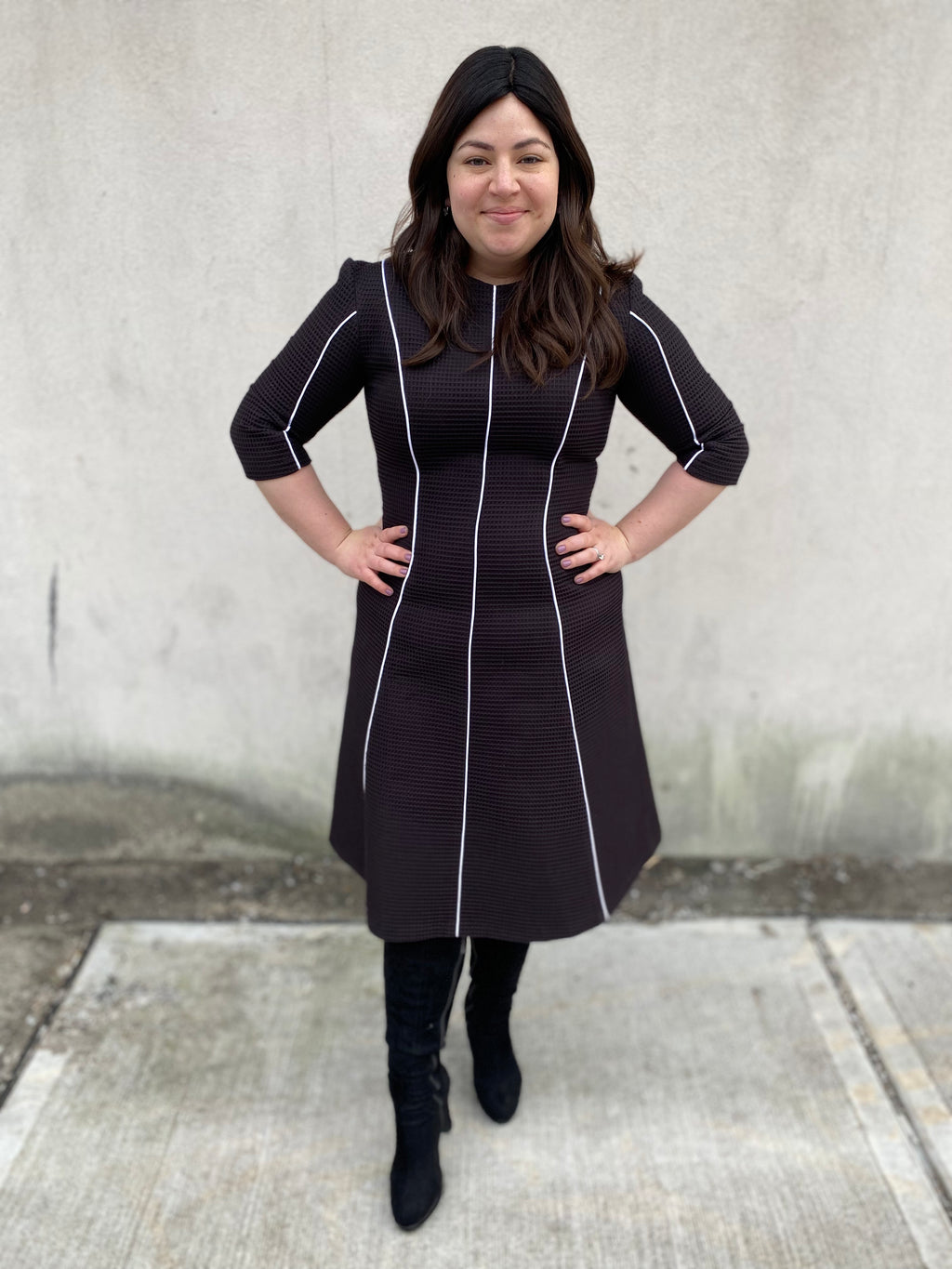 A-line Dress with Piping Details