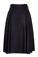 Load image into Gallery viewer, knee length skirt with 3 pleats and paperbag pleating at waistline and matching belt tied in a bow
