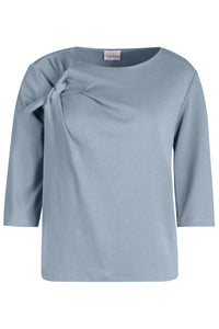 Cotton Draped Top with Bow